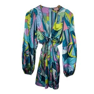 Show Me Your MUMU Dress Women S Blue Green Pink Go Out Go Go Luxe Party 70s